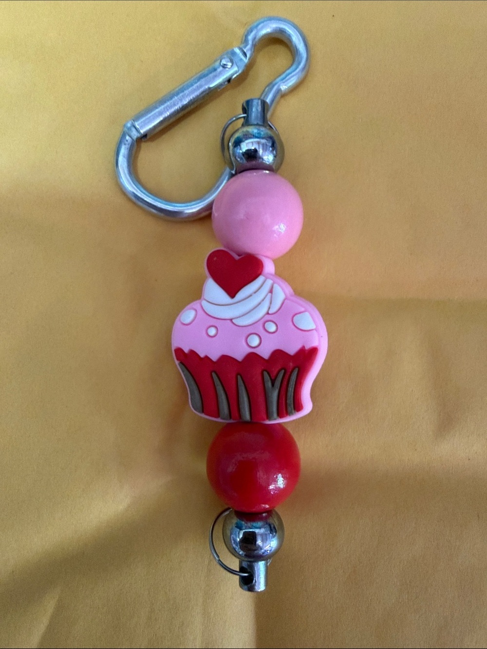 Cute Charm Keychain bag charm - Red, Pink, White Beaded Designs - Picture 2 of 4